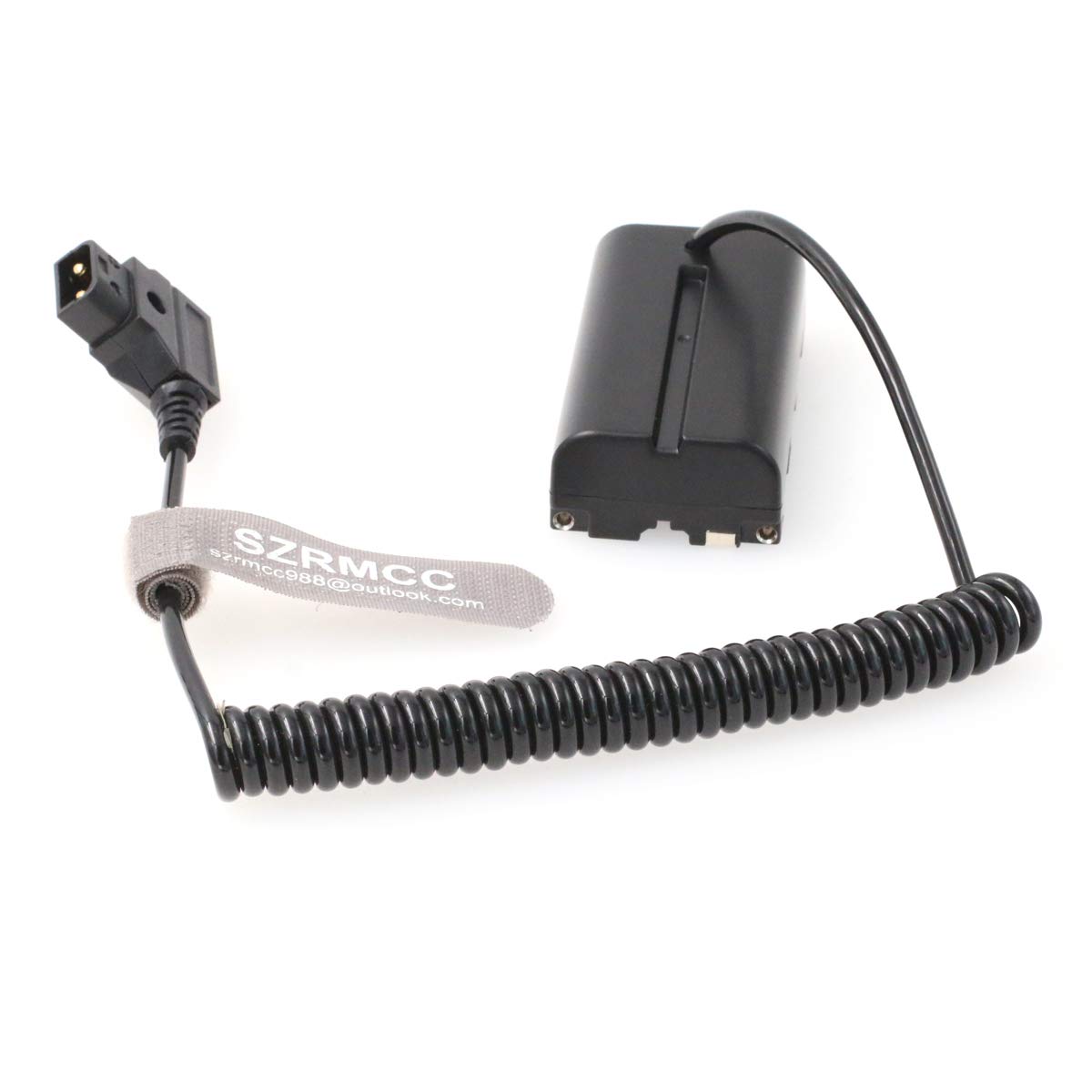 SZRMCC D-tap 2 Pin Male to NP-F970 F550 Dummy Battery for Atomos Shogun Ninja Inferno SmallHD Monitor (Coiled Cable)