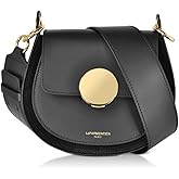 LeParmentier Yucca Shoulder Bag, Suede and Calf Leather, 7.9 x 6.7 x 2.4 inches