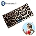 Bluetooth Wireless Headband Headsets, LC-dolida Bluetooth Music Sleep Headphones Sports Headbands Built-In Speakers Microphone for Workout, Crossfit, Running, Yoga, Leopard-Brown