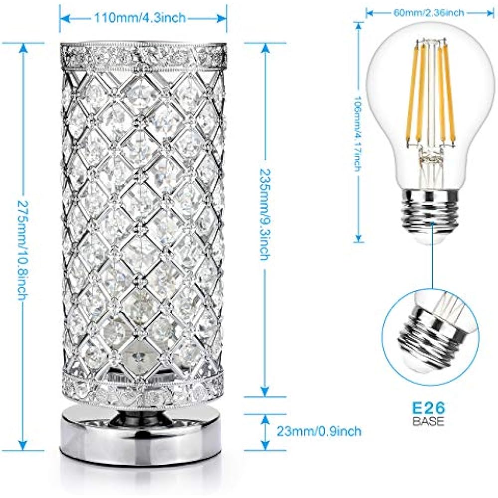 Crystal Table Lamp Touch Control Dimmable Accent Desk ...