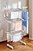 idee Freestanding Collapsible Height-Adjustable-Rack Rolling 3-Tier Clothes (Laundry) Drying Rack with Durable Stainless-Steel Hanging Rods for Indoor or Outdoor, PDR22LG, Ivory