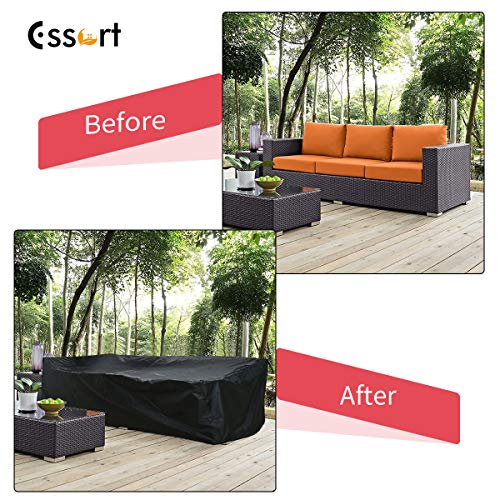 ESSORT Patio Furniture Covers, 124" Outdoor Sectional Furniture Set Covers, Table Chair Sofa Winter Covers, Waterproof Snow Dust Wind Proof, Anti-UV (124"x63"x29" 210D)