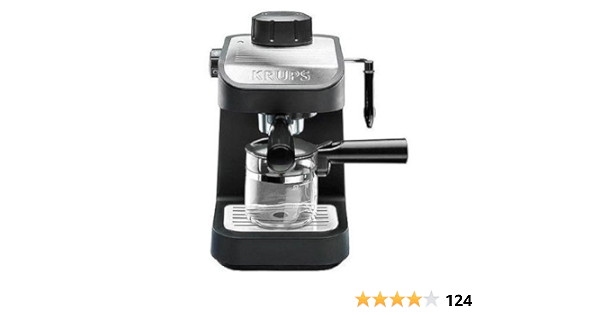 KRUPS XP1020 Máquina de café espresso a vapor con jarra de vidrio, 4 tazas,  color negro : Amazon.com.mx: Hogar y Cocina