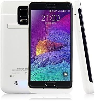 Cycer Samsung Galaxy Note 4 4800mAh Battery Case Extended Battery Case External Battery Charger Case Backup Power Bank Rechargeable Power Case with Kickstand (White)