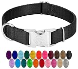 Country Brook Design - Vibrant 25 Color Selection - Premium Nylon Dog Collar with Metal Buckle (Large, 1 Inch, Black)