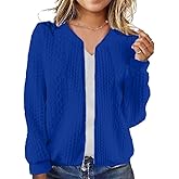 Zip Up Sweatshirts for Women Casual Outfits Cardigan Outerwear Trendy Winter Jackets Coat Blue 2X-L-2