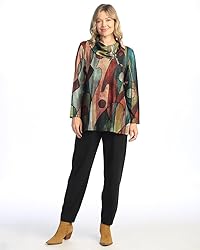 Jess & Jane Women's Abstract Print Brushed Knit