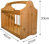 Unibos Magazine & Newspaper Rack Bamboo Storage Basket with Handle Brown UK view 3