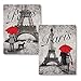 Gango Home Decor Strolling in Paris- Two Beautiful 11 x 14 in Poster Prints Eiffel Tower and Red Umbrella Set