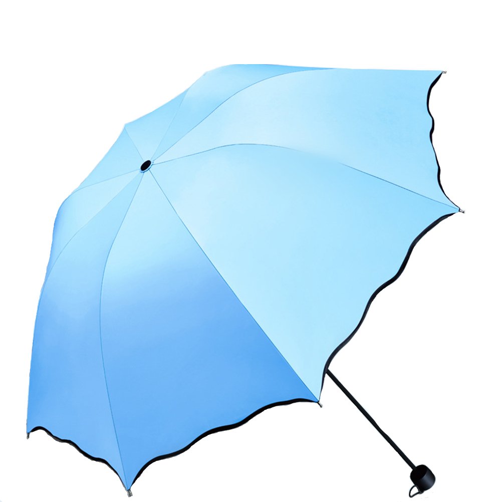 Maibar Sun Umbrella for Women UPF 50 UV Umbrella spf 50 Compact Lightweight Mini Umbrellas Flower (Z-Sky Blue)