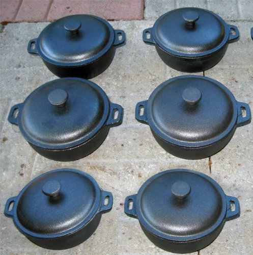 Click Here to See More Images 2 Cup Mini Dutch Oven,cast Iron,old Mountain, Pre-seasoned W/dome Lid Set of 6