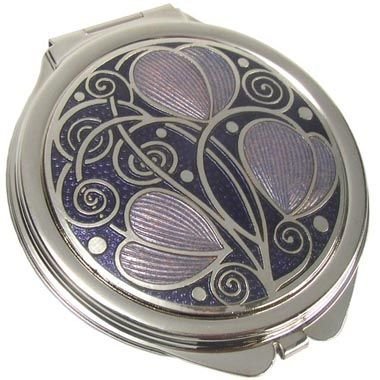 Compact Mirror - Rennie Mackintosh Leaves & Coils Design - Purple/Lilac
