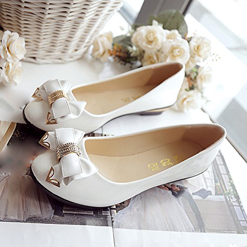 Newest Women's Flat Shoes,Sunyastor Spring Autumn Toe Flat Heel Bow Tie Shoes Women Fashion Women's Leather Slip On Shoes White