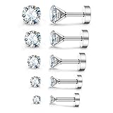 JewelrieShop Assorted Sizes Wholesale Lot Stainless Steel Cubic Zirconia Barbell Cartilage Tragus Helix Stud Earring