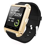 [Prime] U8 Bluetooth V4.0 Bluetooth Wrist Smart Watch WristWatch UWatch for IOS Android iPhone 4/4S/5/5C/5S Samsung S2/S3/S4/Note 2/Note 3 HTC Sony Blackberry (Gold)