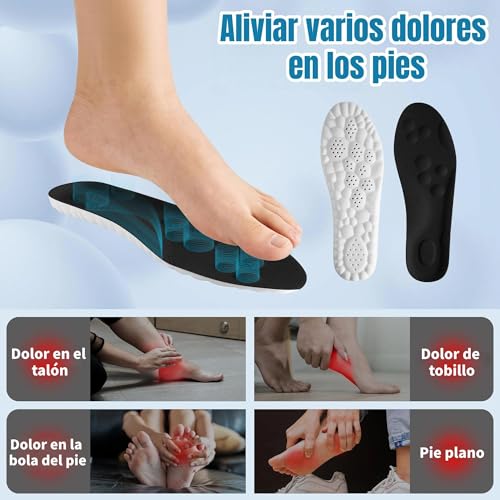 2 Pares Plantillas para Fascitis Plantar, Plantilla Ortopédicas para Mujer y Hombre, Plantilla para Zapatos con Apoyo de Arco, Plantilla Memory Foam Antifatiga, Aliviar el Dolor de Pies (Negro 23-25)