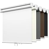 LazBlinds No Tools No Drill Cordless Roller Shades, 100% Blackout Roller Blinds for Windows, Thermal Insulated UV Protection Waterproof Roll Up Window Blinds and Shades, 20'' W x 72'' H, White