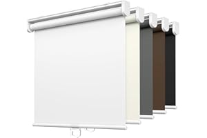 LazBlinds No Tools No Drill Cordless Roller Shades, 100% Blackout Roller Blinds for Windows, Thermal Insulated UV Protection Waterproof Roll Up Window Blinds and Shades, 22'' W x 72'' H, White