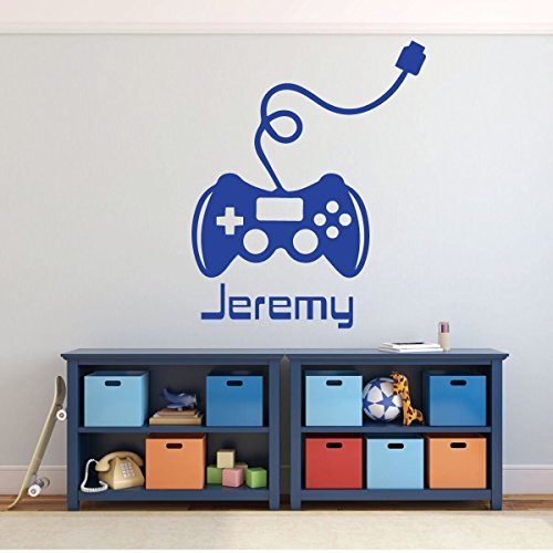 Gamer Wall Decal - Game Controller Sticker - Personalized Vinyl Decoration for Boy's Bedroom, Playroom or Game Room