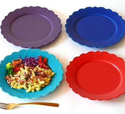 Amazon ドット レリーフ リム花プレート 23cm 丸皿 4color パスタ皿 サラダ皿 お皿 おしゃれ 洋食器 大皿 ディナープレート ワンプレート 盛り皿 パスタ皿 主菜皿 デザート皿 皿 食器 カフェ食器 カフェ風 艶なし ブルー ライフスタイルアイランド カレー パスタ皿