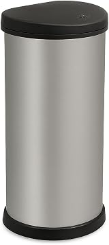 Curver 40L Deco Bin Matt Silver Waste Disposal Kitchen Home Office