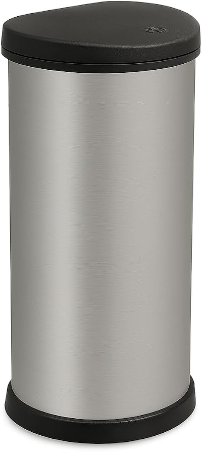 Curver 40L Deco Bin Matt Silver Waste Disposal Kitchen Home Office