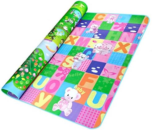 Lightweight Waterproof Sandproof Outdoor Picnic Blanket Yoga Baby Crawling Mat Bear Giraffe Animal Pattern,Double-faced Foldable Perfect for Beach Camping Travelling Hiking Green (78 X 70 Inch)