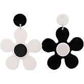 ONLYJUMP Vintage 60s 70s Flower Earrings - Colorful Floral Big Acrylic Daisy Dangle for Women - Lily Petals Hawaii Plant Statement Fashion Jewelry