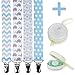 Pacifier Clip Holder For Boys + Pacifier Case by Bubble Pleasure - 4 Pieces Pack - Unisex Universal Designs Pacifiers Clips, Newborn Baby Gift Set, Best Cute Soothies Pacifier Holder For Girl Boy	