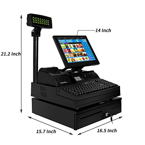 ZHONGJI Pos System, Cash Register PC, Point of Sale Kit, 58mm Thermal Receipt Printer, Handhold Barcode Scanner ,Stainless Steel Cash Drawer, 220VFD Customer Display (With OS / NO Software) - Thumbnail 6