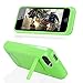 Kujian iPhone 5 Battery Charger Case Portable External Charger with 4 LED Lights Built-in Kickstand for Apple iPhone 5s/5/5c/SE (iOS 8 or above Compatible)-Green