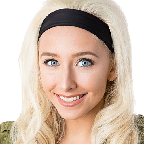 Hipsy Adjustable & Stretchy Basic Xflex Wide Headbands for Women Girls & Teens (3pk Basic Black/Dark Grey/Light Grey)