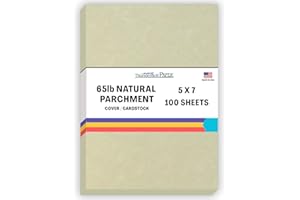 THUNDERBOLT PAPER 100 Natural Parchment 65lb Cover Paper Sheets 5 X 7 Inches Cardstock Weight Colored Sheets5 X 7" (5X7 Inches) Photo|Card|Frame Size - Printable Old Parchment Semblance