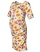 Maternity Bodycon Dress Short Sleeve Ruched Sides Knee Length Shirred Dress