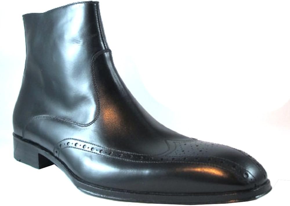 DOUCAL'S 10157 Men's Italian Dressy Ankle Boot Black Boots