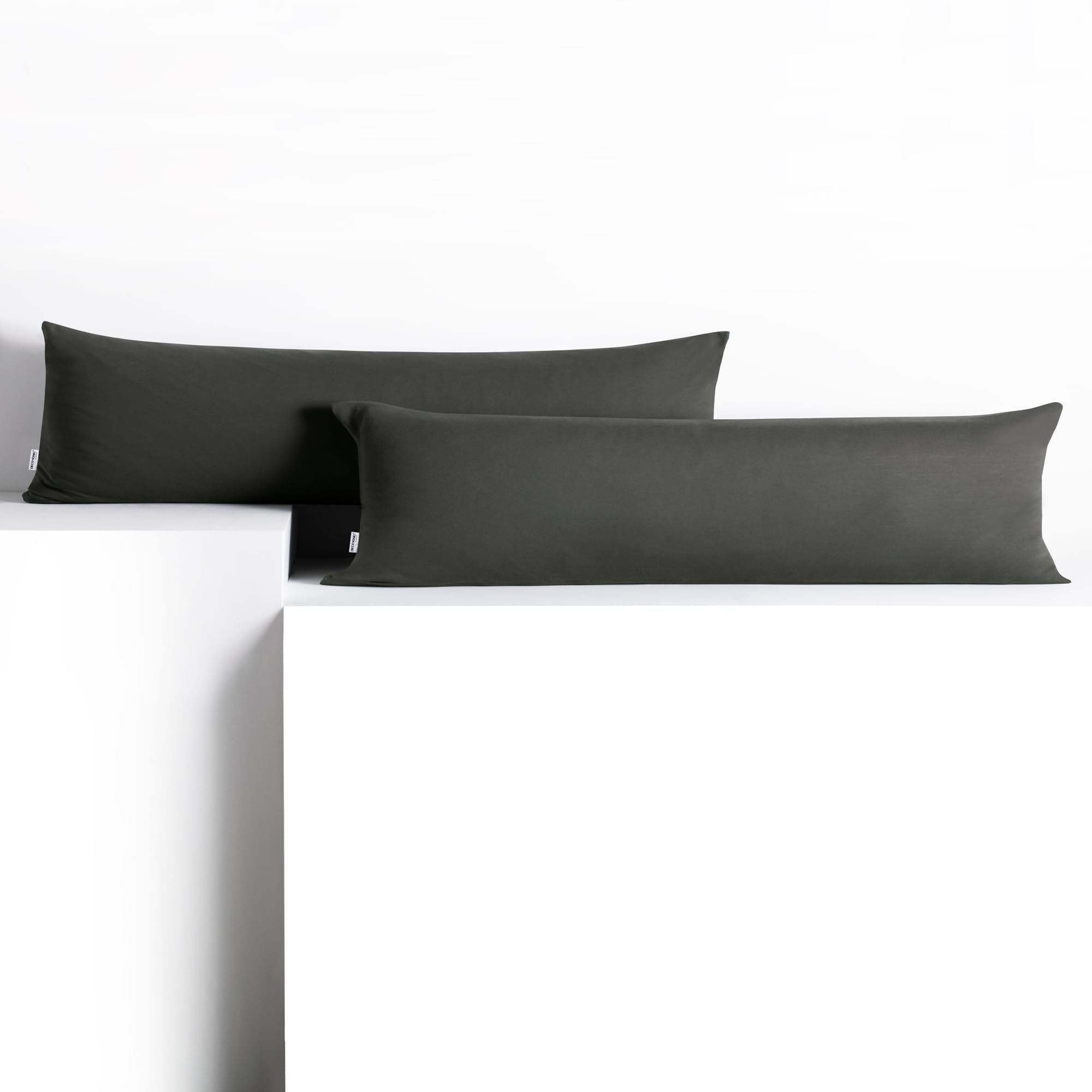 DecoKing 2 Pillowcases 20 x 145 cm Jersey 100% Combed Cotton Zip Graphite Amber