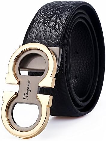 Belts for Men Designer Mens Black Leather Belt Gold 48"