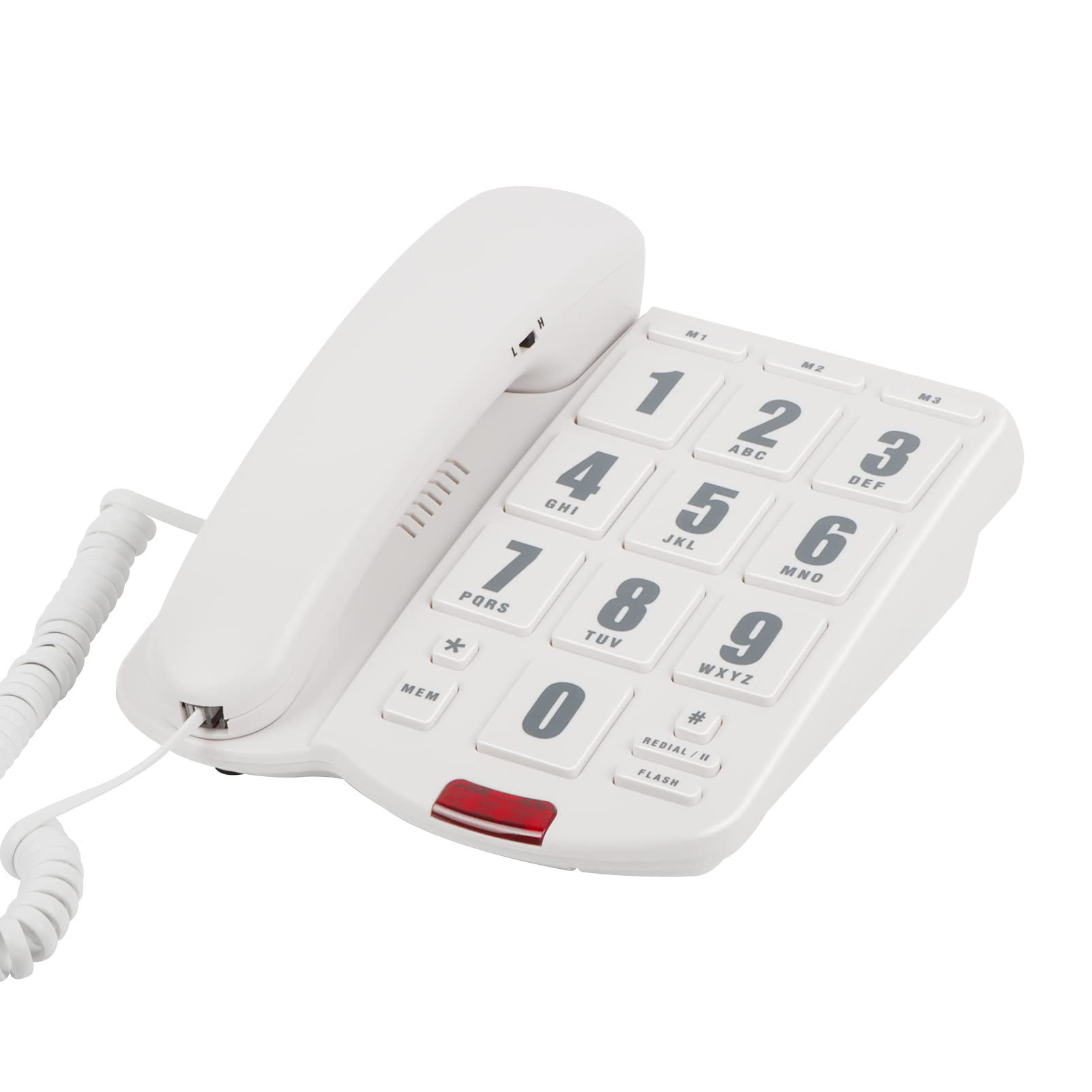 Big Button Telephone with Loud volume, Uvital Landline Phone Support Adjustable Volume and One-Touch Speed Dials, Multifunctional Corded Telephone for Seniors, Home and Front Desk(White)