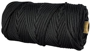 TOUGH-GRID 750lb Black Paracord / Parachute Cord - Genuine Mil Spec Type IV 750lb Paracord Used by the US Military (MIl-C-5040-H) - 100% Nylon - Made In The USA. 50Ft. - Black