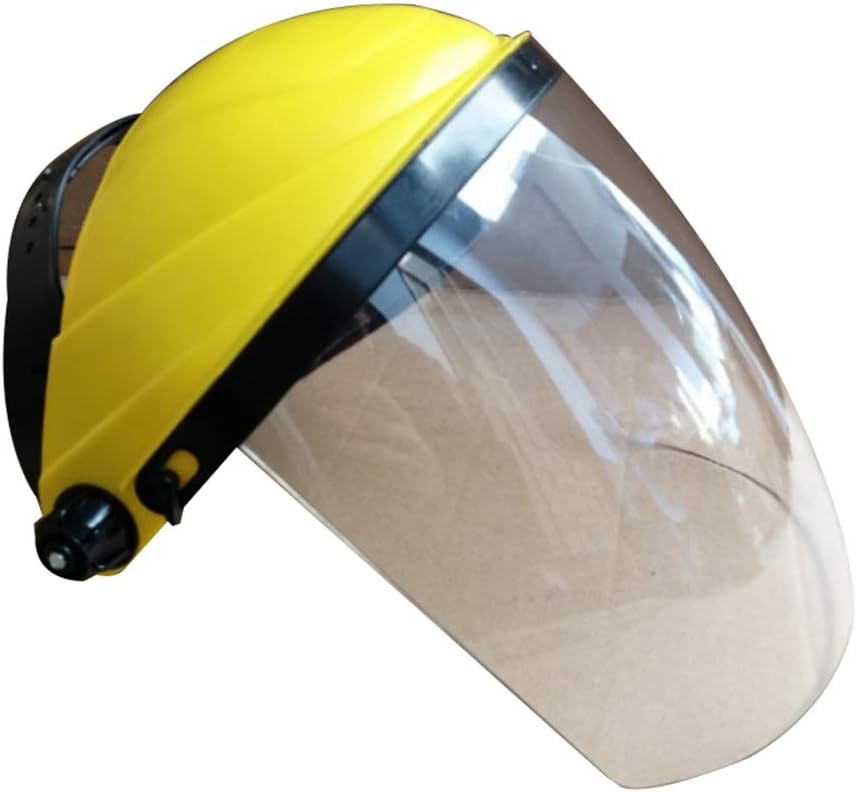 GwUzsfu Protective Full Face Cover Visor Shield, Flame Cutting Grinding Fog Dust Proof Face Shield Yellow with Transparent Lens