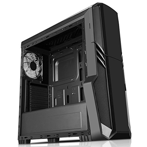 CiT G Force Mid-Tower RGB PC Gaming Case, ATX, Windowed Side Panel, Excellent Cooling Support, 3 x 120mm RGB LED Fans Included, Watercooling Ready, Hub & IR Remote Controller Included | Black