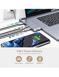 Concentrador USB C, Adaptador MacBook Pro, Concentrador Falwedi 7 en 2 USB C con Thunderbolt 3 5K  60Hz 100W PD, Puerto Ethernet, HDMI 4K  30Hz, 2xUSB 3.0, Lector de tarjetas SD   TF para MacBook Air 2018 y MacBook Pro