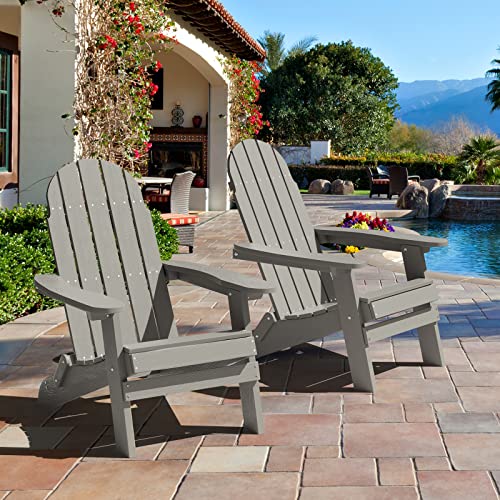 SERWALL Folding Adirondack Chair All Weather Outdoor Adirondack Chairs