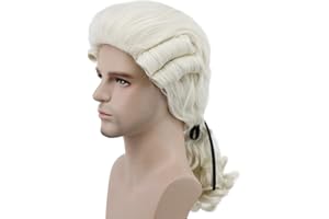 karlery Judge Colonial Wig Man Long Wave Beige Wig for Halloween Costume Cosplay Party
