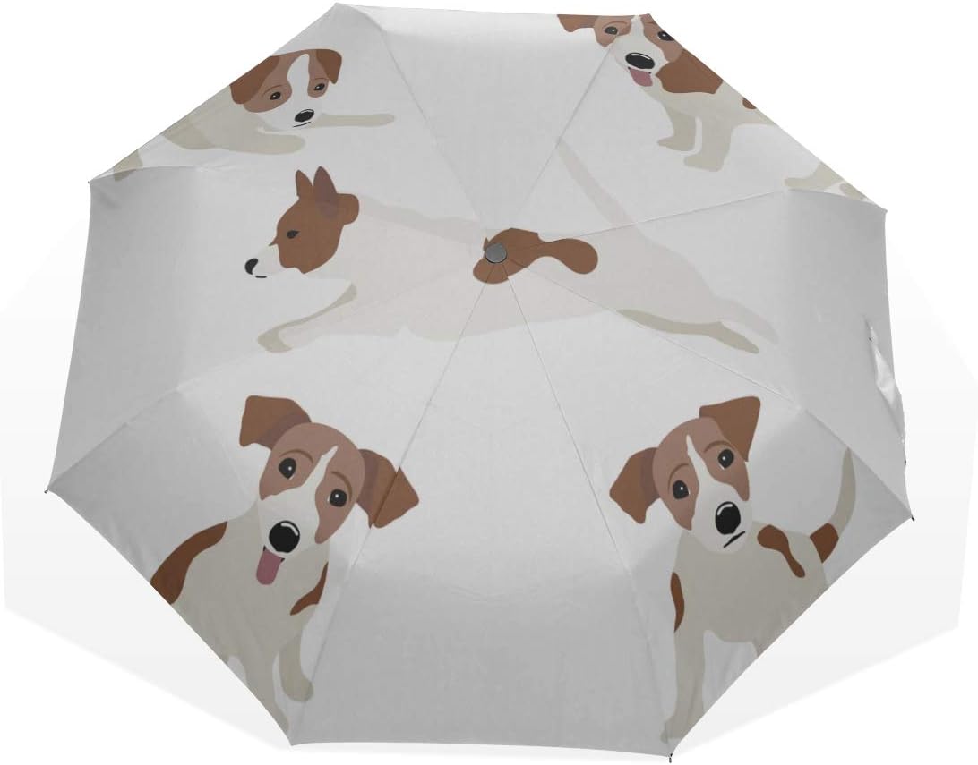Easy Fold Umbrella Jack Russell Terrier Dog Puppy Pet 3 Fold Art Umbrellas(Outside Printing