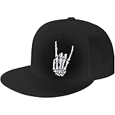 Skeleton Hand Snapback Hat for Men Women, Embroidered Adjustable Cotton Skull Finger Flat Bill Baseball Cap