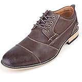 Kunsto Men's Leather Cap Toe Oxford Shoes