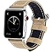 Fullmosa 7 Colors Compatible Watch Band, Calf Leather Compatible Watch Strap Replacement Strap with Stainless Steel Clasp, Khaki 38mm