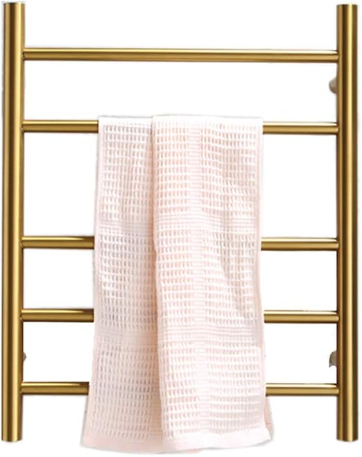 GLYYR Towel Warmer Brushed Gold Electric Heated Towel Rack, 5 Bars 304 Stainless
