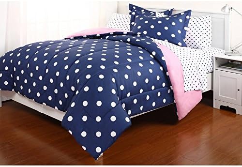 Keeco Polka Dot Dotcom Dottie Reversible Bed in Bag Bedding Set, Twin X-Large